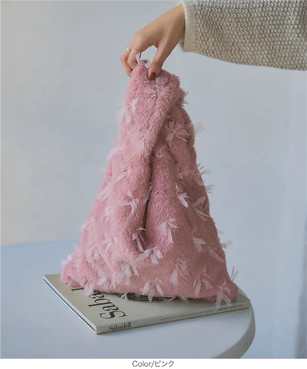 リボン×ファーバッグ[B1605] | SALE！ - レディースファッション通販