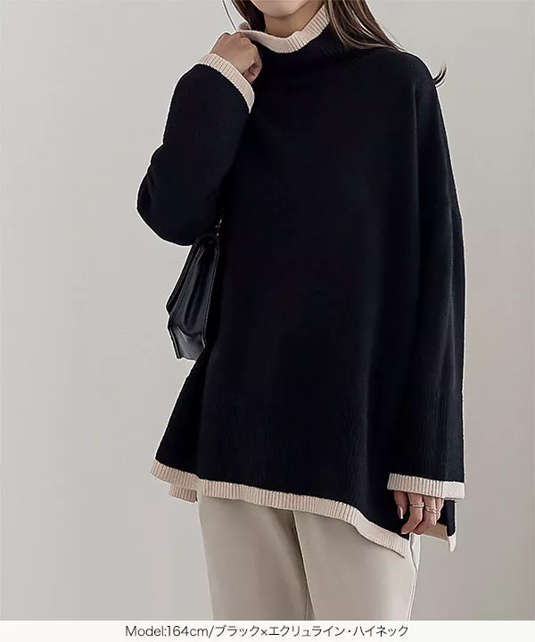 選べる2タイプ] サイドスリットチュニックニット [C6100] - レディース