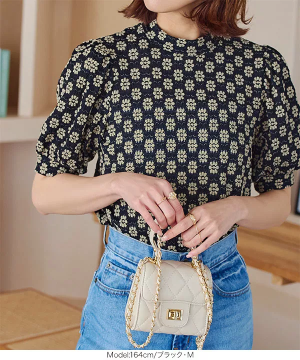 花柄モックネックトップス [C6742] - レディースファッション通販 神戸