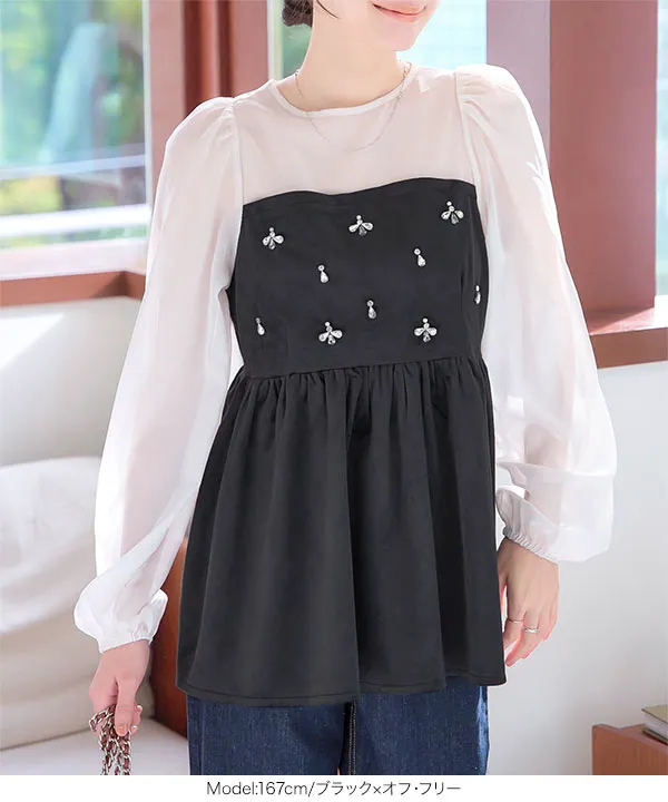 シアードッキングペプラムベロアトップス [C7321]| SALE