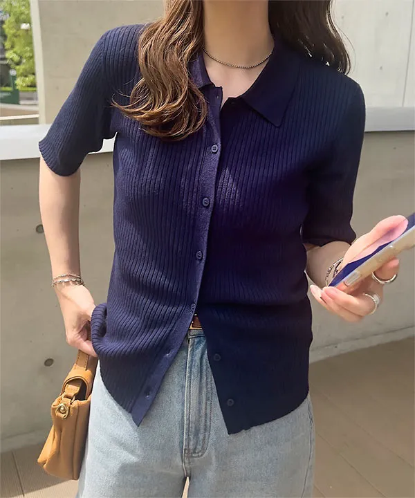 5分袖ポロニット [C7467] - レディースファッション通販 神戸レタス