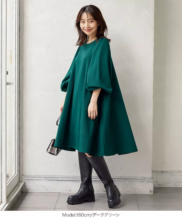 長袖フレアチュニックポンチワンピース [E2959]] - レディース
