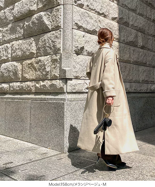 オーバーサイズロングガウンコート [K1056] - レディースファッション