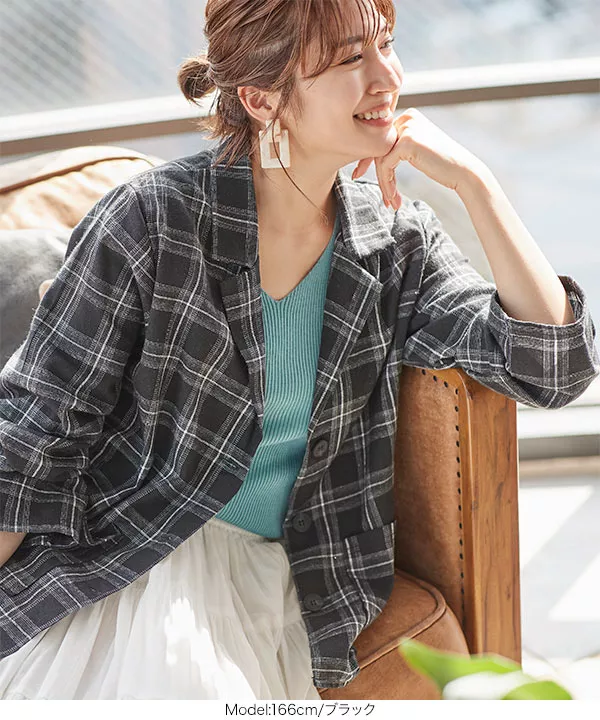 コットンチェック柄ジャケット [K944] - レディースファッション通販