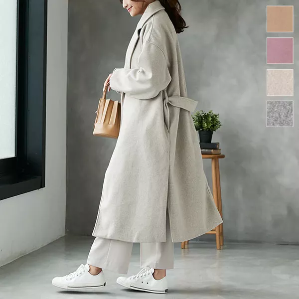 フェイクウールロングガウンコート [K927] - レディースファッション