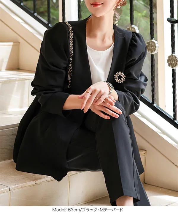 セレモニー ] M L サイズが選べる ペプラムジャケット4点スーツ [X490