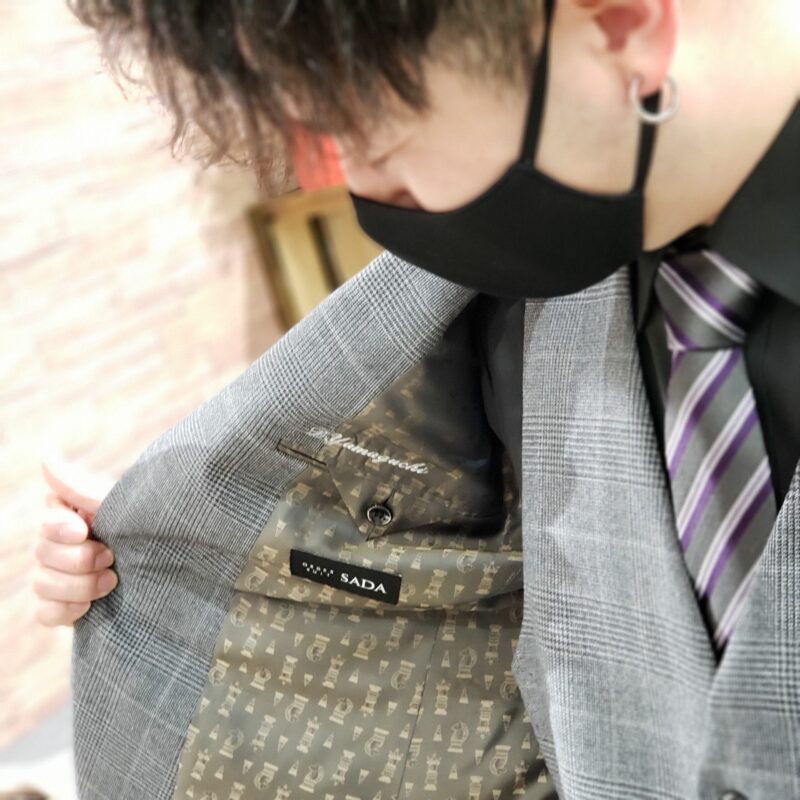 トレンドの1タックパンツと伝統的なグレンチェックスリーピース×フル