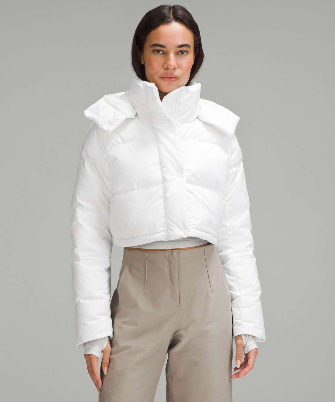 Lululemon Wunder Puff Super-Cropped Jacket - White - lulu fanatics