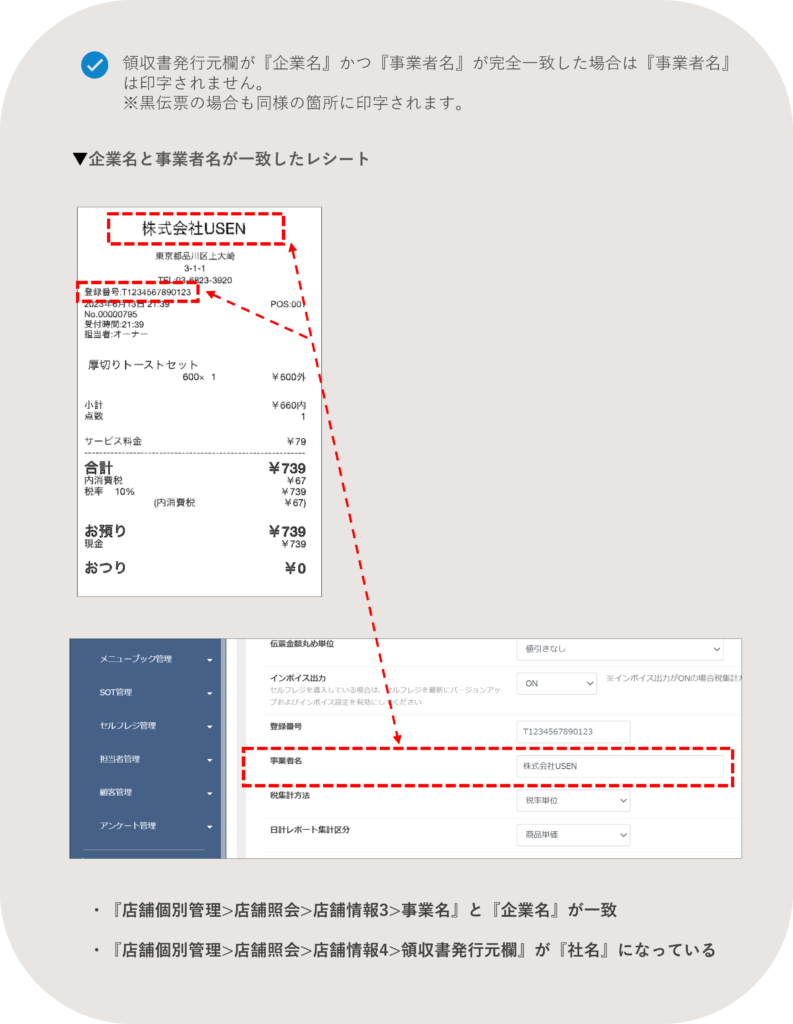 インボイス印刷物サンプル | USENレジTAB ヘルプサイト