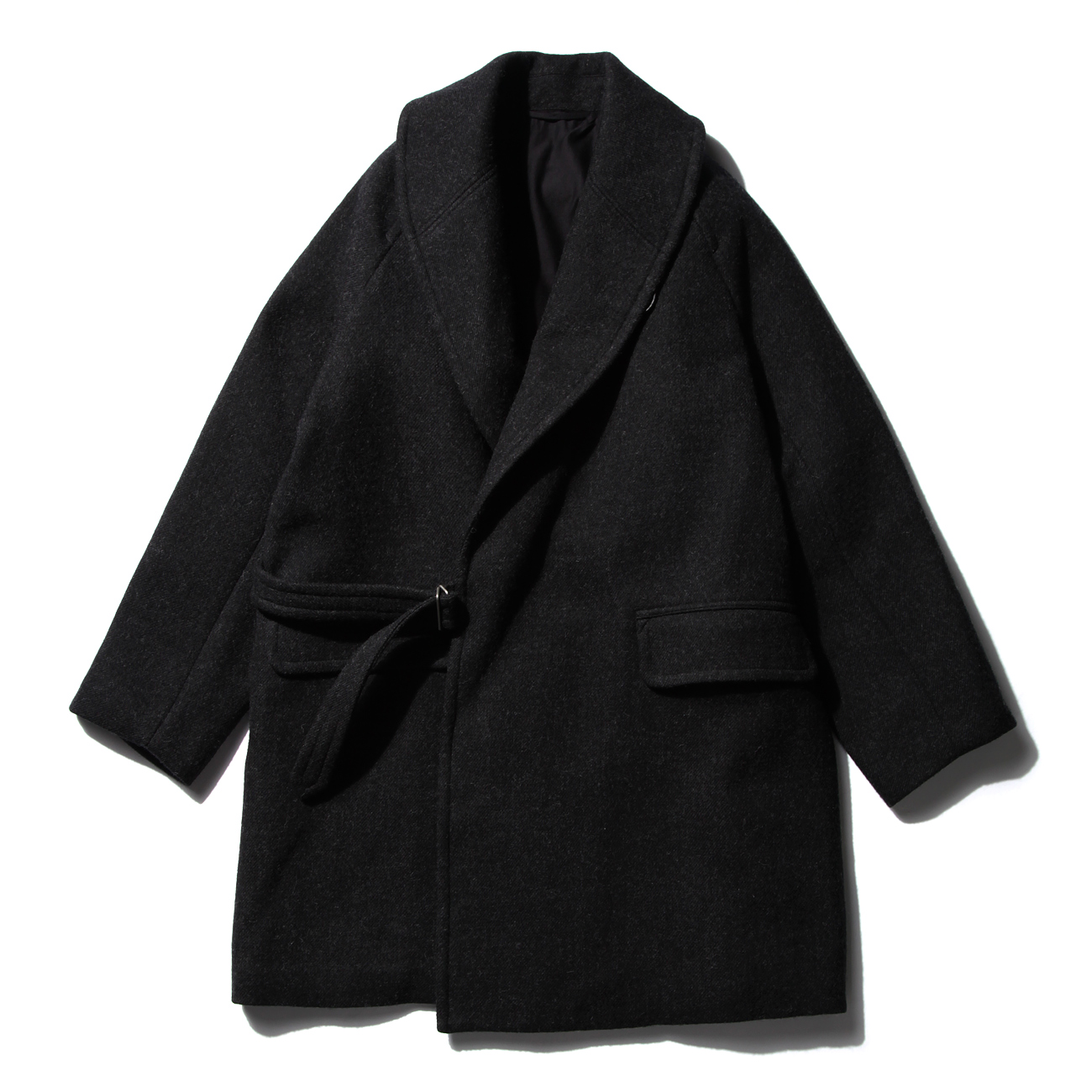 COMOLI / コモリ | ウール ショールカラーコート - Charcoal | 通販