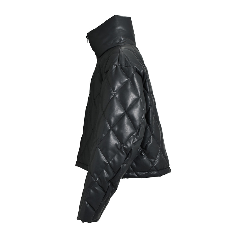 FAUX LEATHER QUILTING DOWN JACKET -BLACK- | WALKIN STORE WEB SHOP