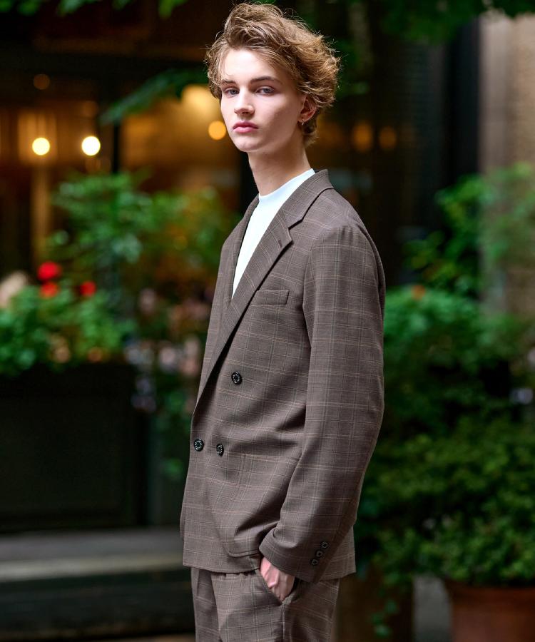 セットアップ可】2WAYストレッチ コンフォータブルチェックジャケット