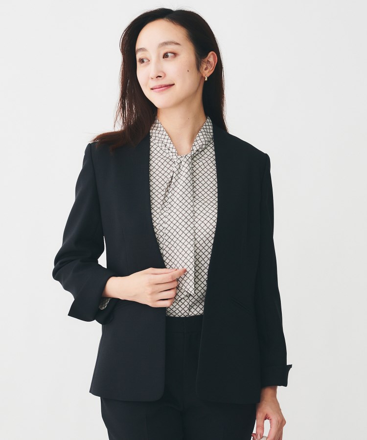 洗える/お仕事スーツ】ドライメランジ カラーレスジャケット（ノー