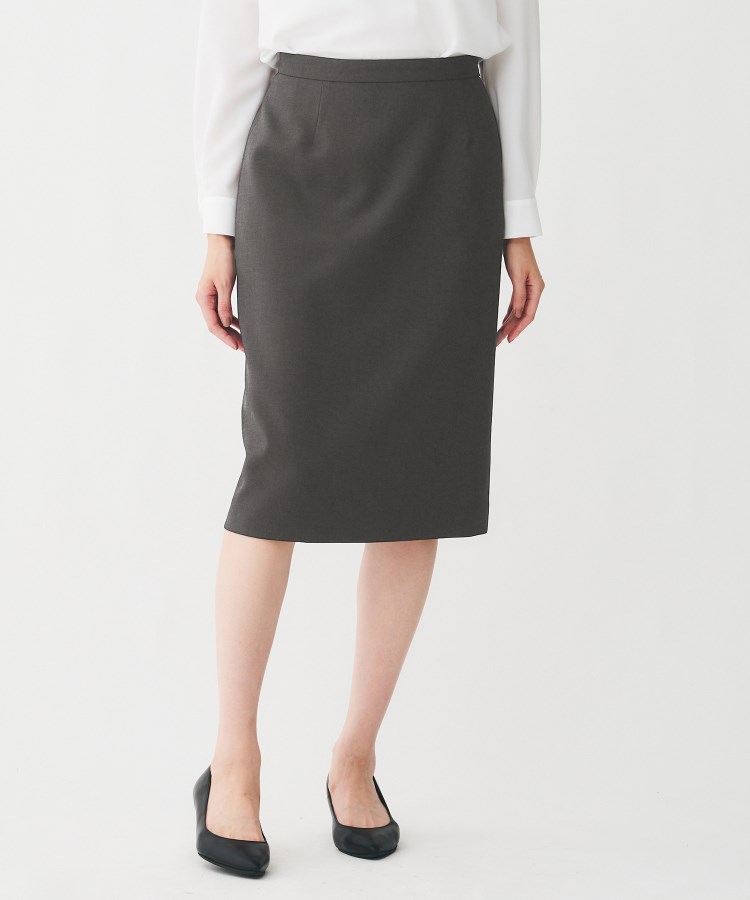 洗える/お仕事スーツ】ドライメランジ タイトスカート（膝丈スカート