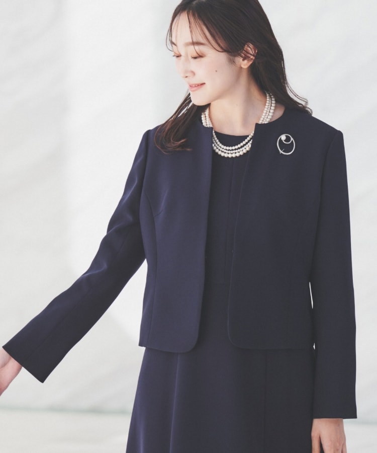 通勤スーツ】ノーカラージャケット（ノーカラージャケット