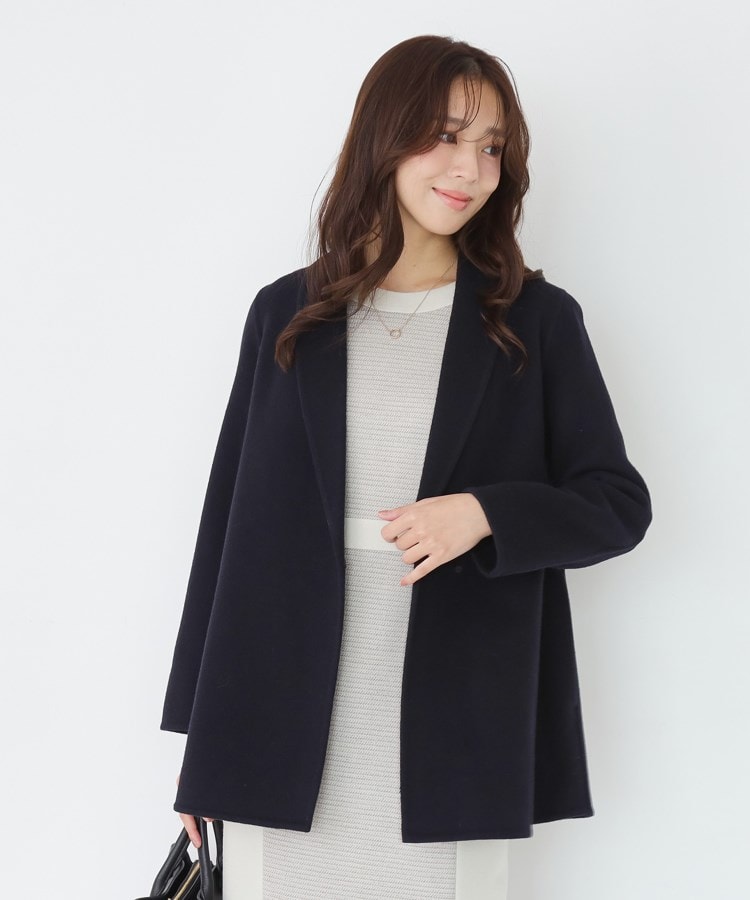 リバー仕立て／裏地無し】軽く羽織れるウールリバーコート（ステン