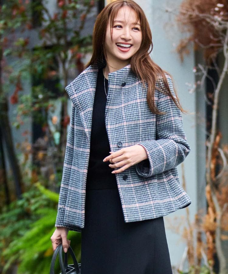 日本製】スタンドカラーのショート丈コート（スタンドカラーコート