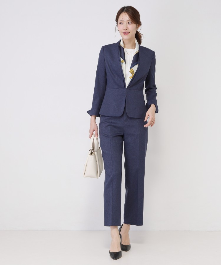 手洗い可／日本製／スーツ可】美シルエット カラーレスジャケット