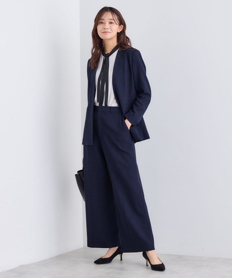 日本製／通勤スーツ】プレシャスドビー ノーカラージャケット