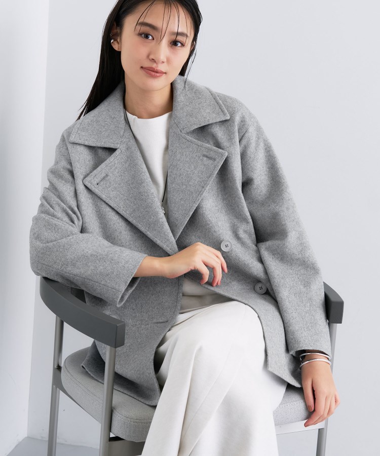 軽やか／ゆったり】ウール混ショートトレンチコート（トレンチコート