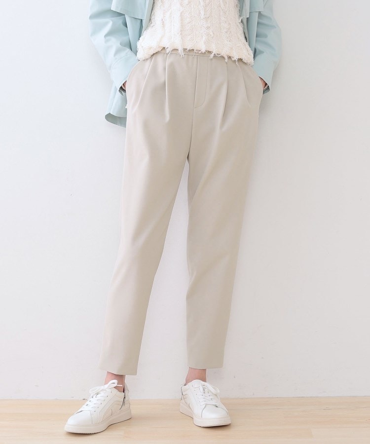 褒められパンツ】ストレッチ タックテーパードパンツ（6～9分丈パンツ