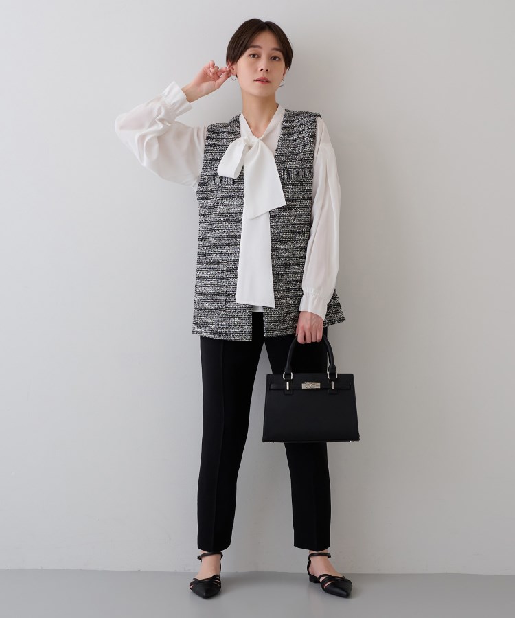 2点セット／UVケア】ツイードジレ＆ボウタイブラウス カセット服