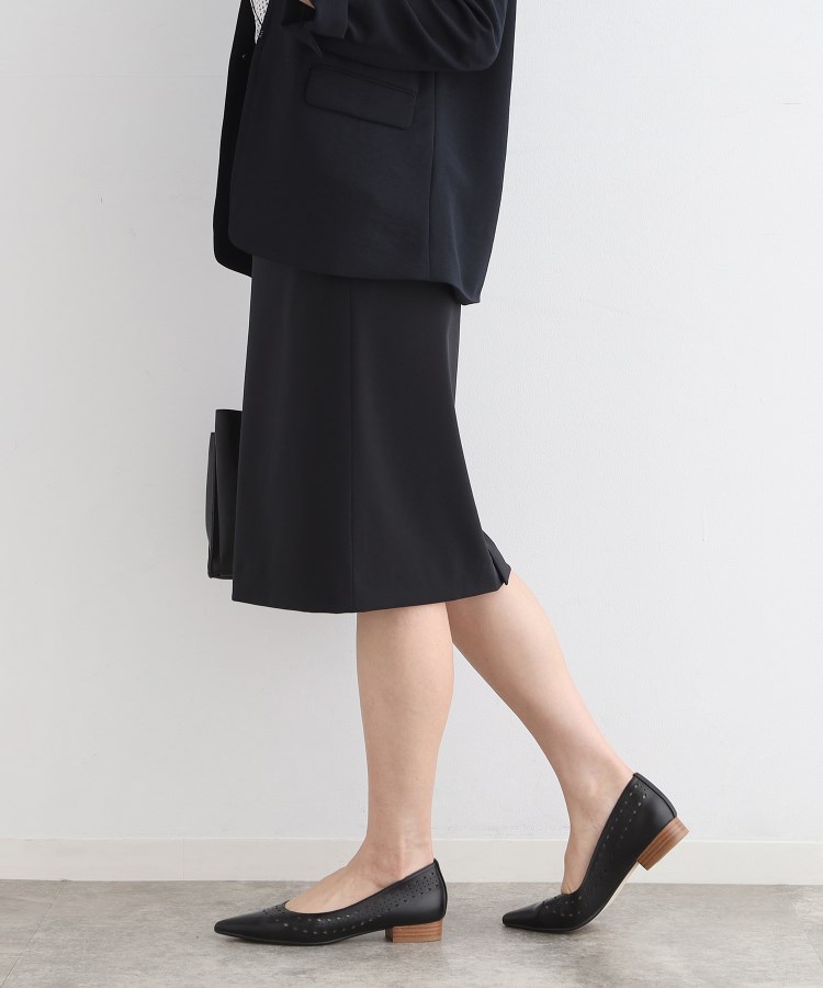 定番スーツ/洗える/UVケア】ストレッチタックストレートスカート
