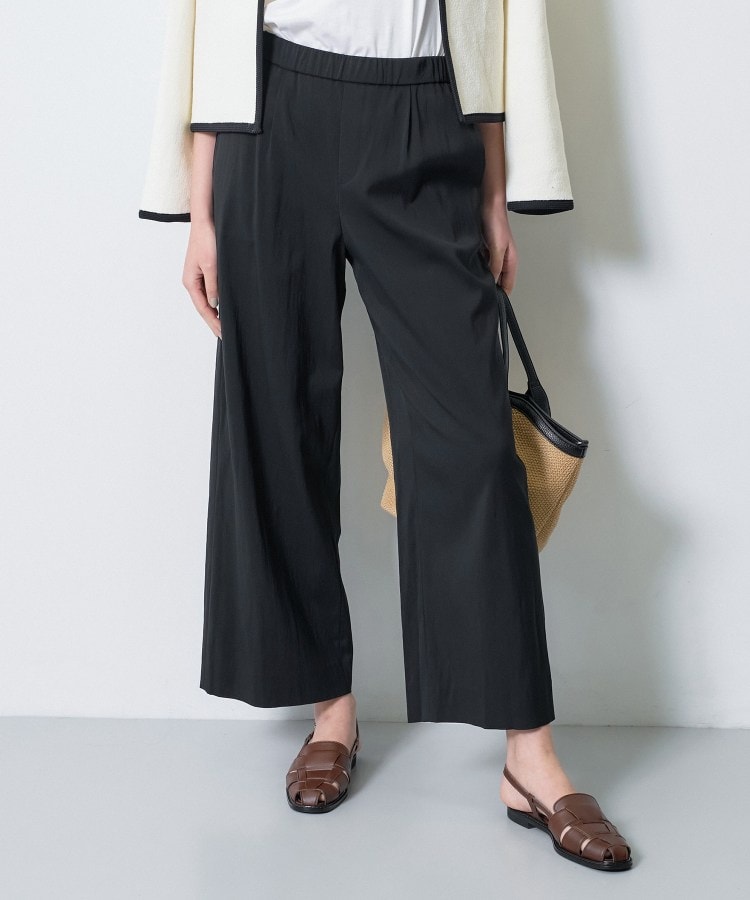 褒められパンツ／洗える】ウエストゴムワイドタックパンツ（フル
