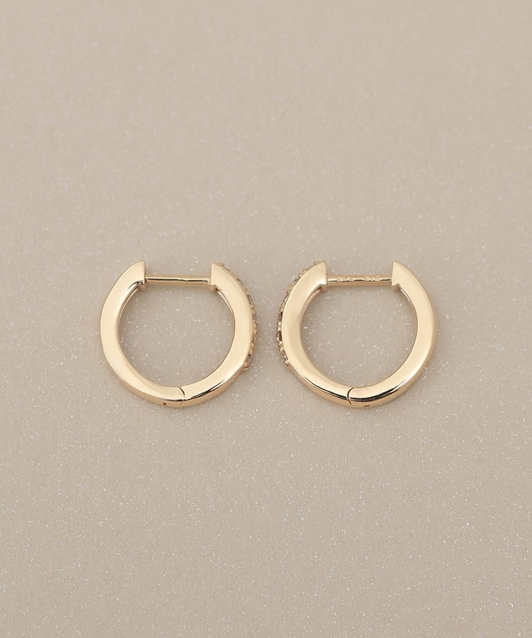 K10ダイヤモンド 平打ち中折れ フープピアス（ピアス） | COCOSHNIK