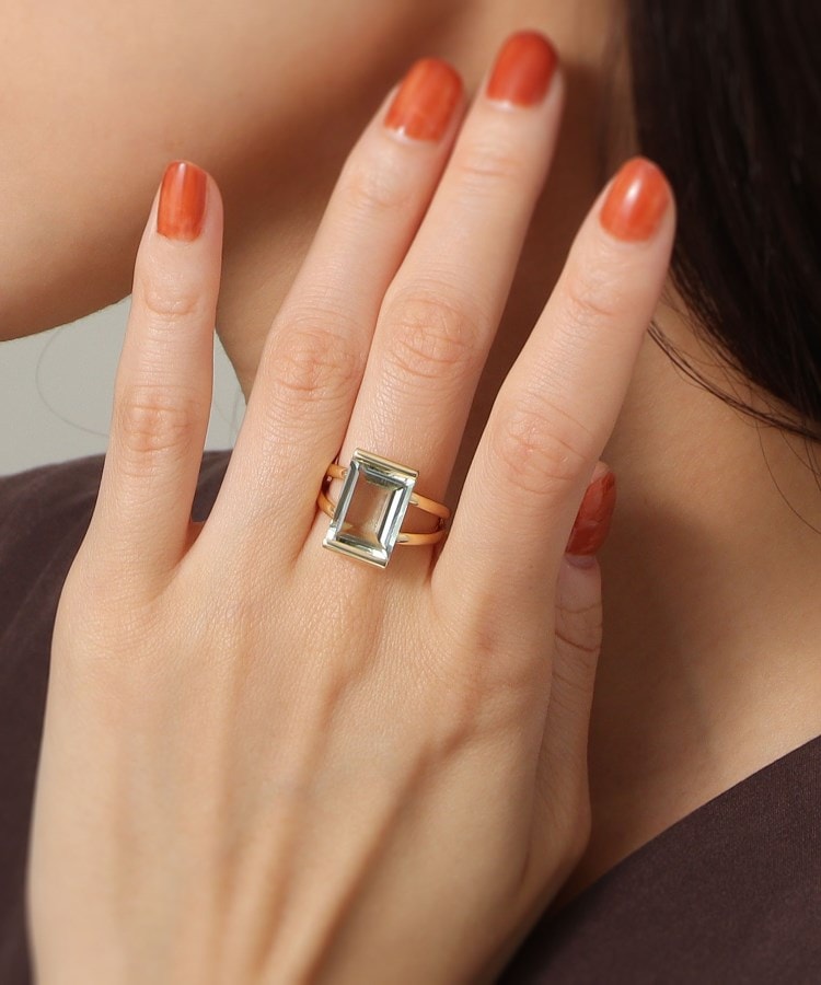 K18グリーンクォーツ ダブルアーム リング（リング） | COCOSHNIK