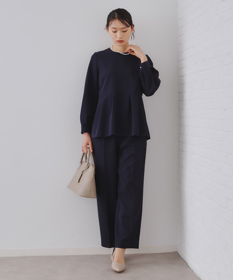 通勤・セレモニー/セットアップ対応》ワイドパンツ/ダブルクロス【洗濯