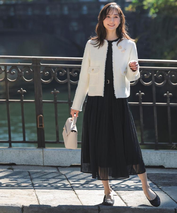 ◇【手洗いOK】シフォンプリーツワンピース（ミドルワンピース