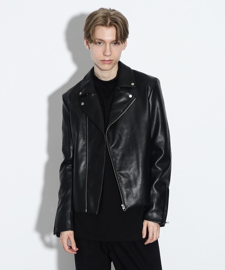 WEB限定】シンセティックレザーダブルライダースジャケット