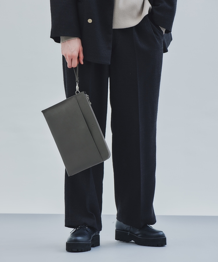 レザー調ジップクラッチバッグ（クラッチバッグ） | tk.TAKEO KIKUCHI