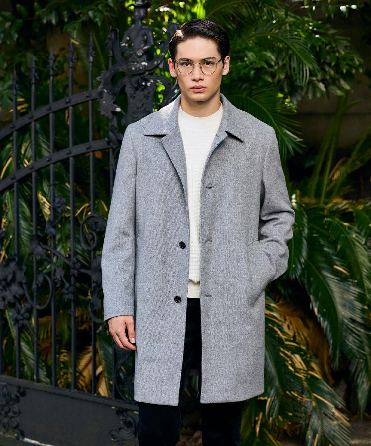 カシミヤブレンド ビーバー調ステンカラーコート（ステンカラーコート