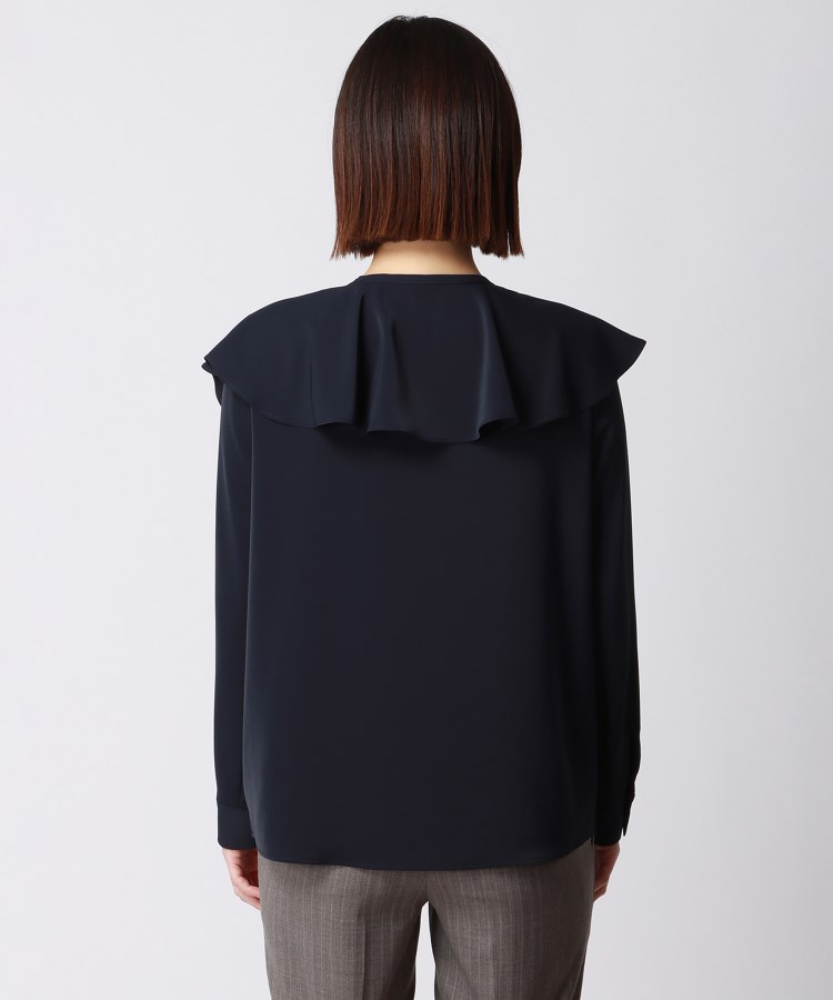 洗える】ソフトジョーゼットビッグフリルカラーブラウス（シャツ