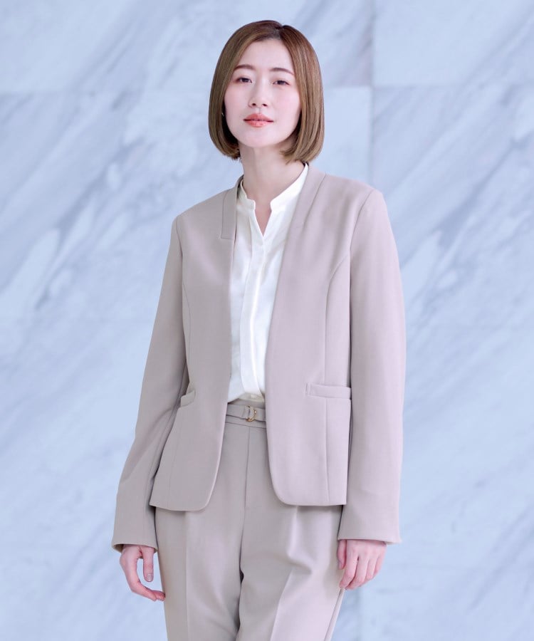 2点セット／6色展開】Vカラージャケットスーツセット【通勤