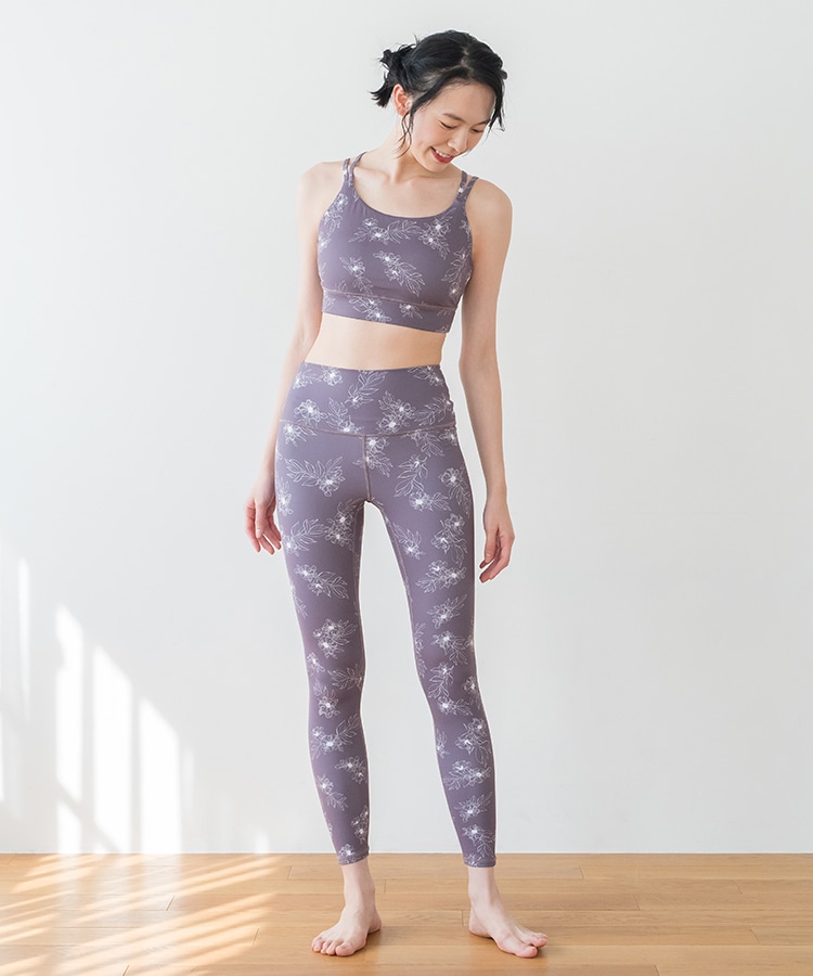 新品【SUKALA】L 小花柄 ショートタンクトップ＆レギンスセット ラバ