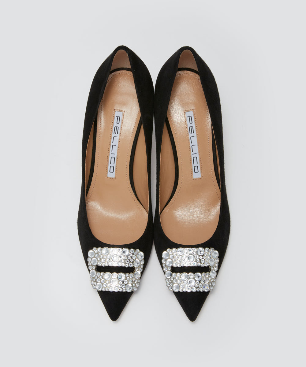 PELLICO アネッリフィッビア スウェード パンプス 6.5cm BLACK