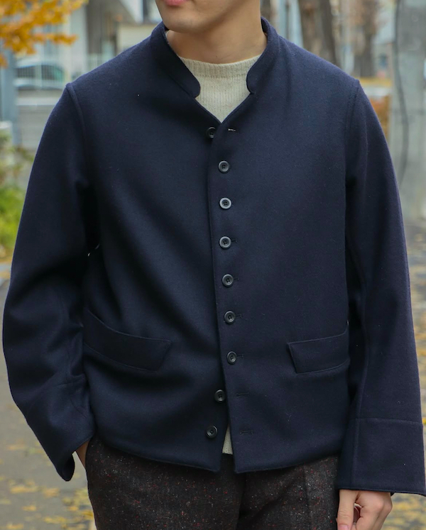 ANATOMICA DOLMAN ネイビー ボタン付きジャケット DOLMAN LINEN “NAVY