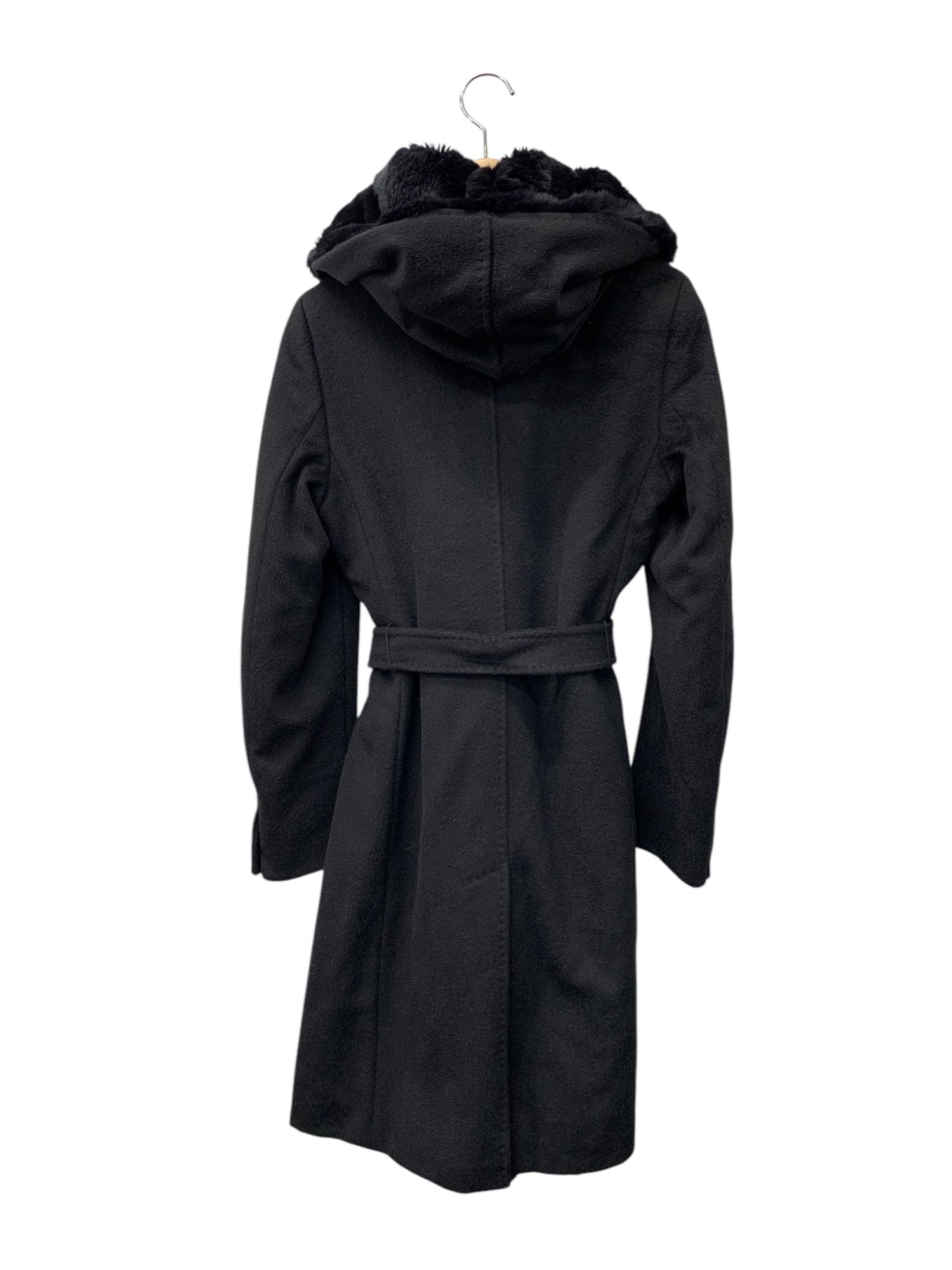 マックスマーラ 10161033 コート 40 ブラック アルパカ フード ファー