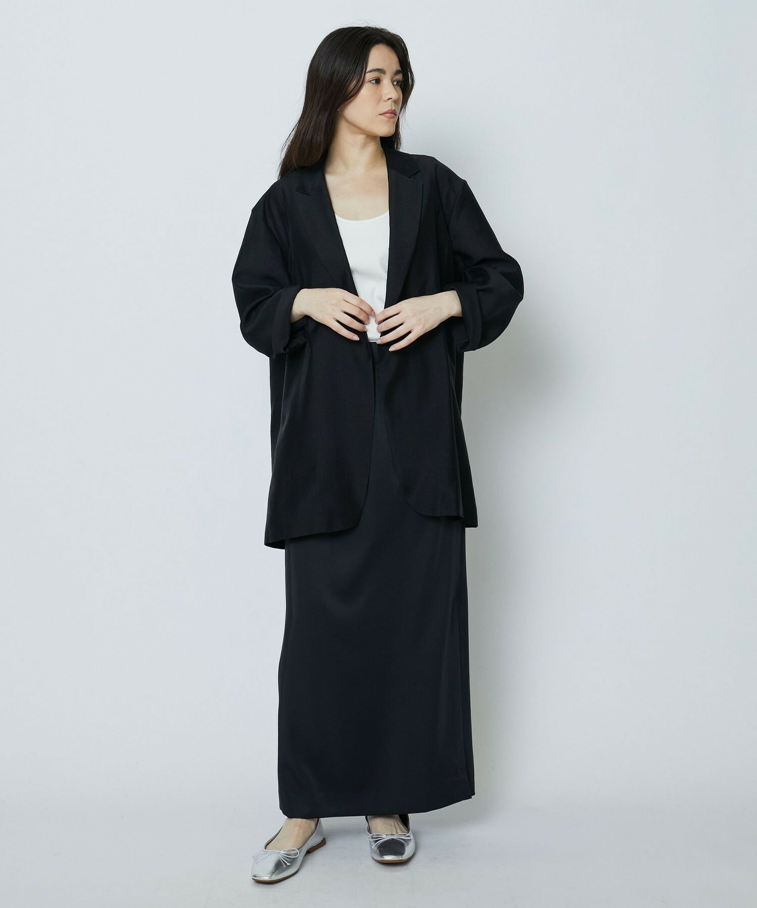 スタイリスト村山佳世子コラボ]シアーサテンテーラードジャケット