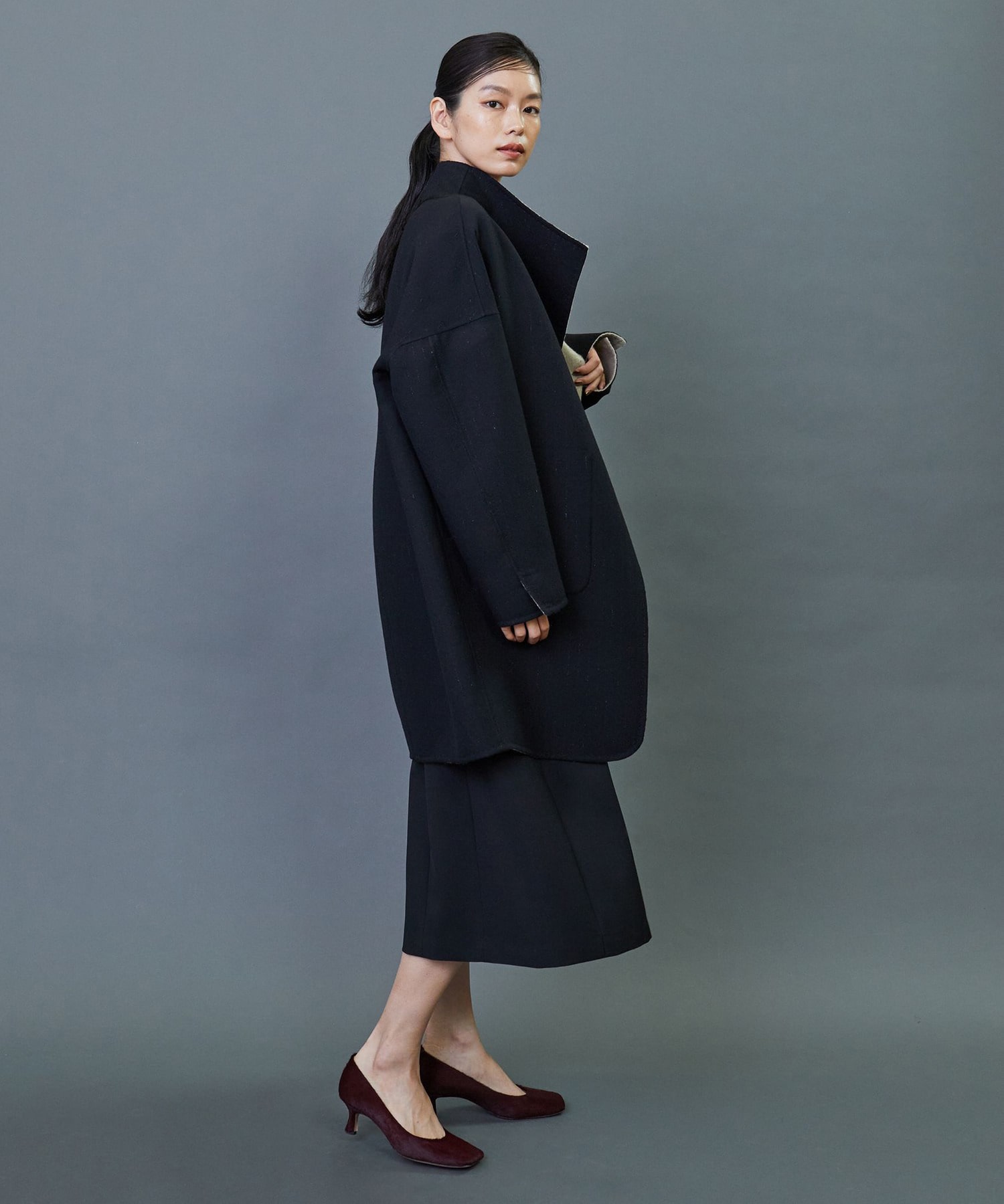 ダブルフェイスラメストライプコート｜BIGI online store - ビギ