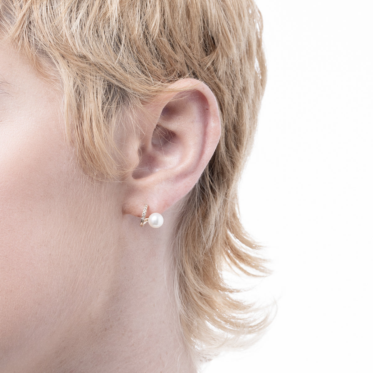 DROSERA ダイヤモンド アコヤパール ピアス 左耳用