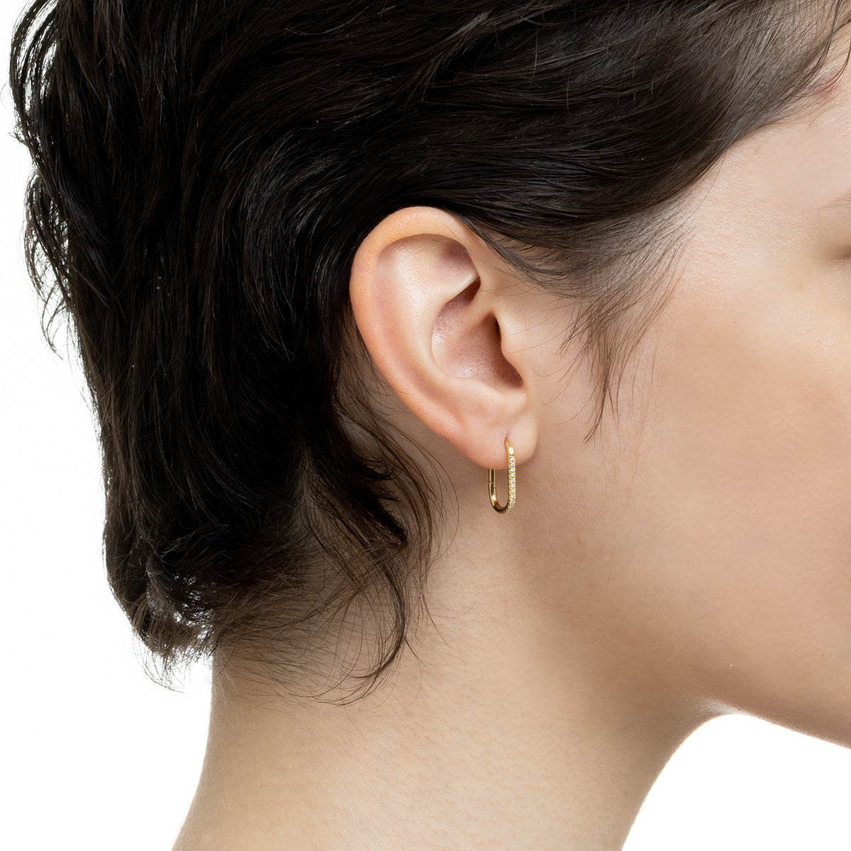 K18 MANHATTAN オブロング ダイヤモンド フープ ピアス Lサイズ