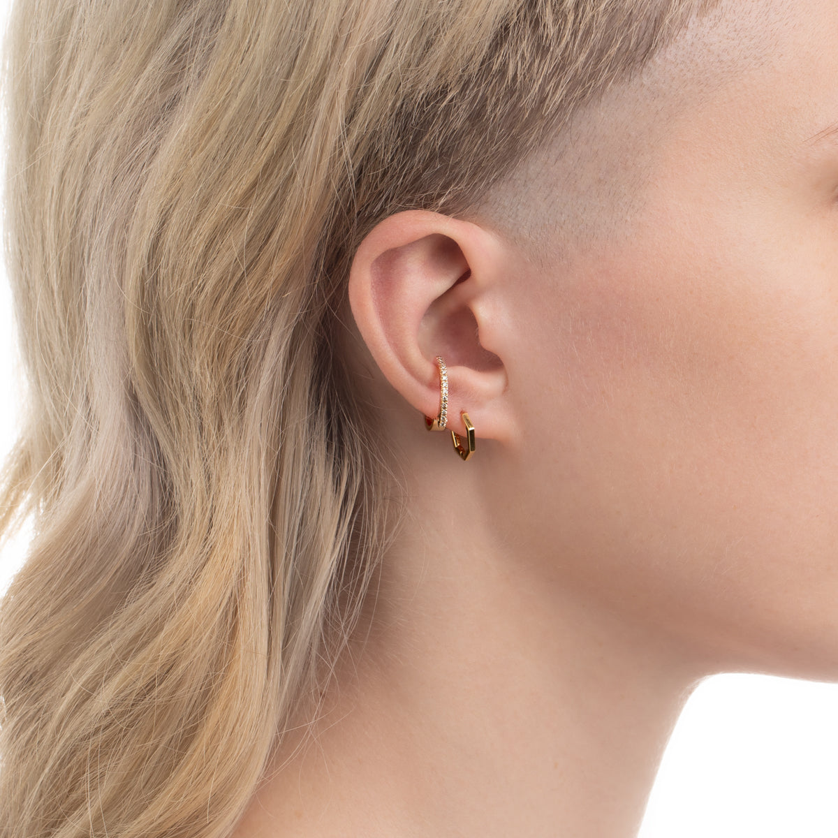 K18 MANHATTAN オクタゴン フープ ピアス