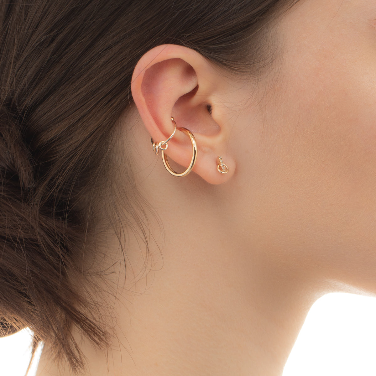 Hirotaka ゴサマー スモールフープ ダイヤモンド ピアス