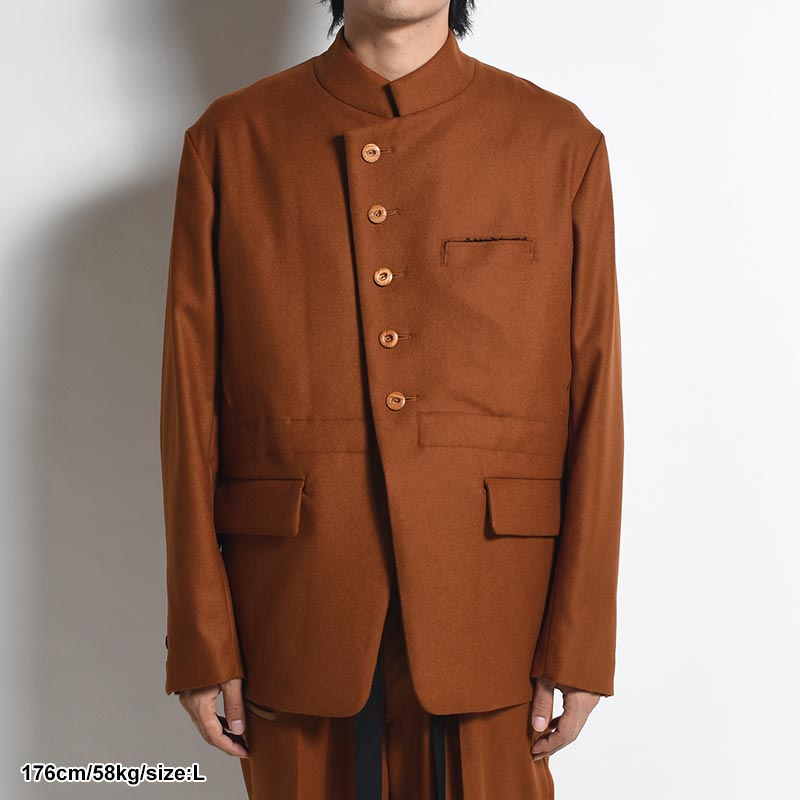 MAO COLLAR JACKET -BROWN- | IN ONLINE STORE