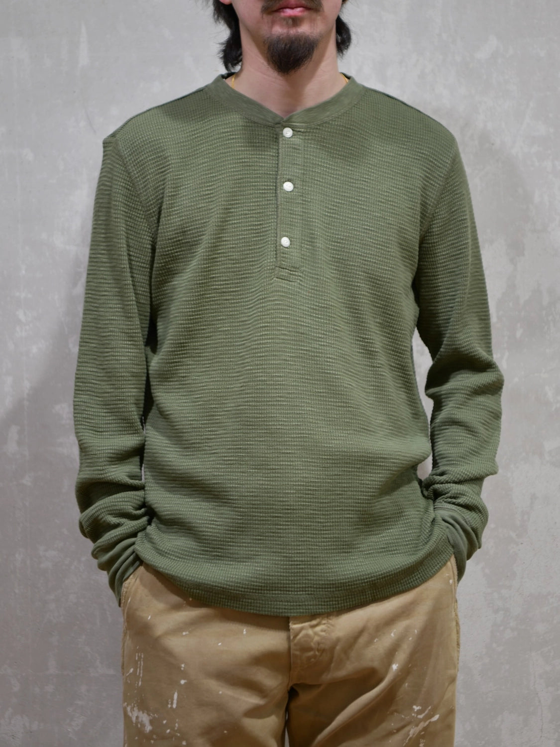 RRL (ダブルアールエル) ガーメントダイド ワッフルニット ヘンリー