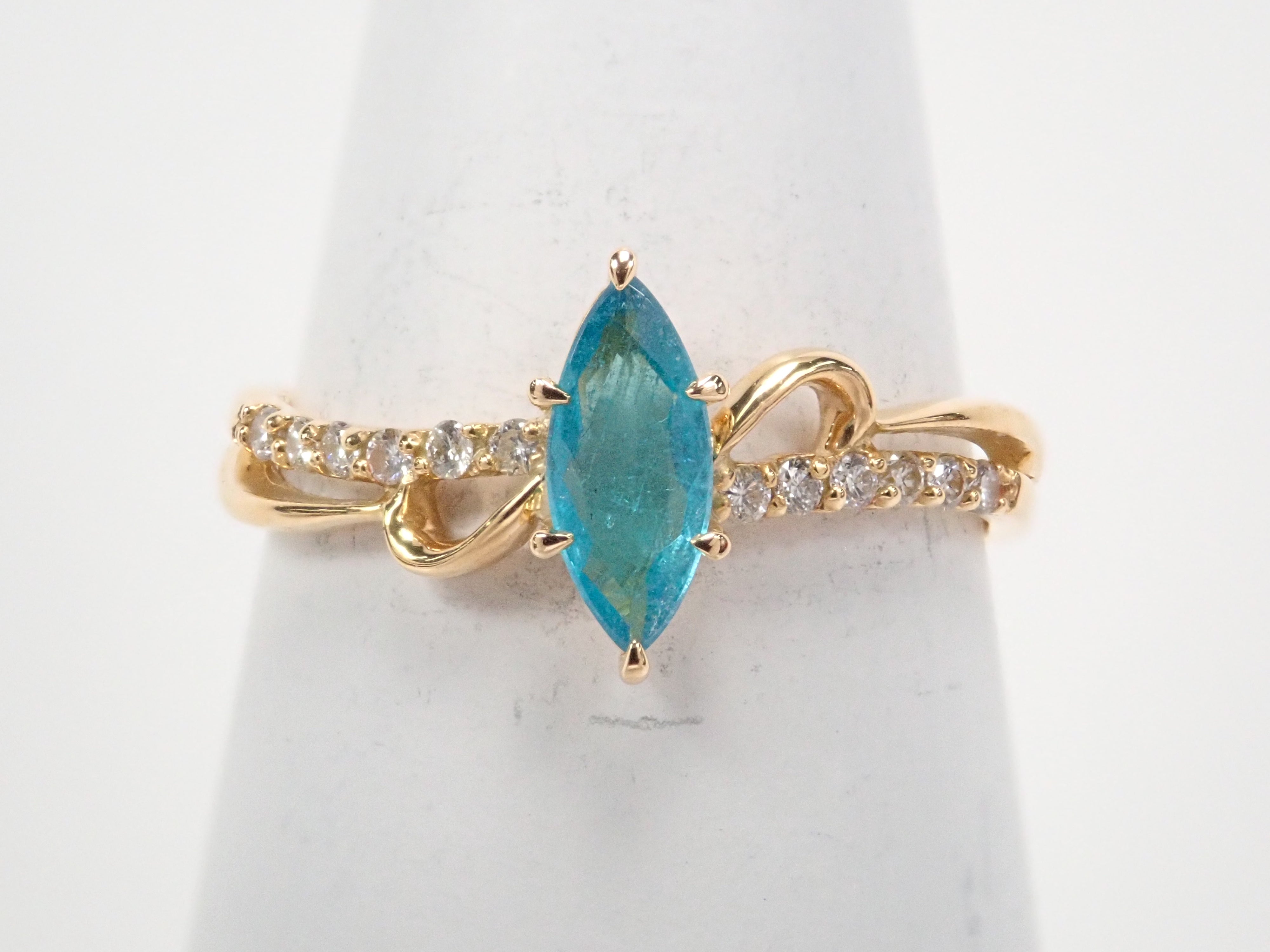 K18YG ブラジル産パライバトルマリン 0.3ct リング GIA